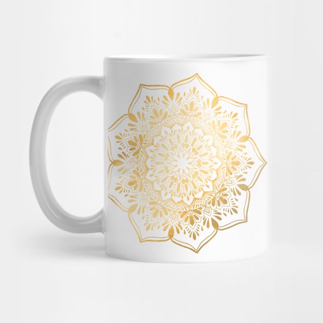 Golden Mandala Meditation Henna Inspired Buddhism Radiate Positivity Radiate Flower Geometric Design Indian Morrocan Yoga tshirt wall art phone case by ajillustration